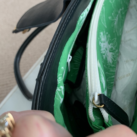 Etienne Aigner Elegant Black Leather and Tan Straw Tote Bag - Picture 12 of 14